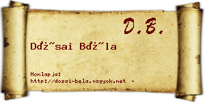 Dósai Béla névjegykártya
